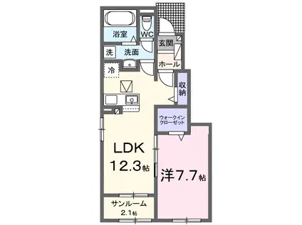 ハーモニーガーデン(1LDK/1階)の間取り写真