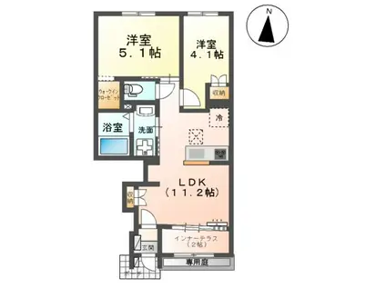 さくらベール(2LDK/1階)の間取り写真