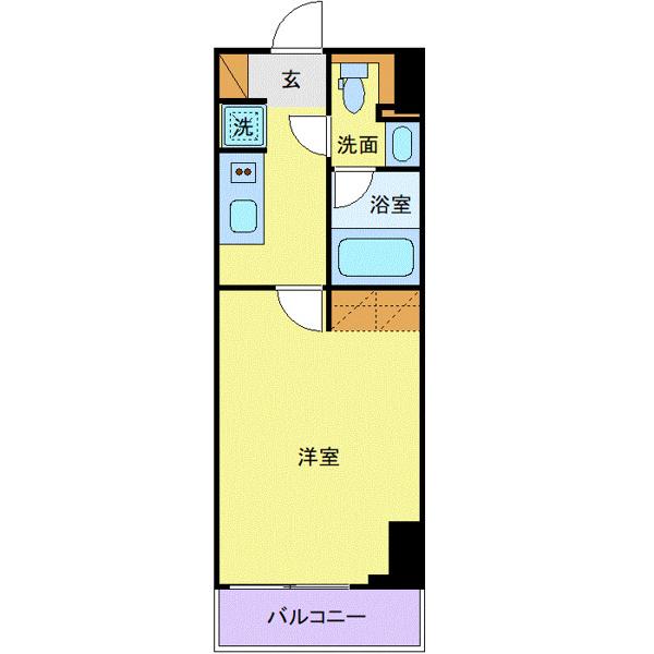 プライムメゾン千葉新町(1K/8階)の間取り写真
