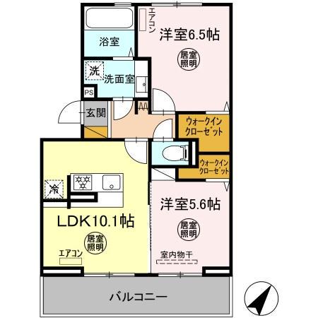 ルミエール五井・Ⅱ(2LDK/3階)の間取り写真