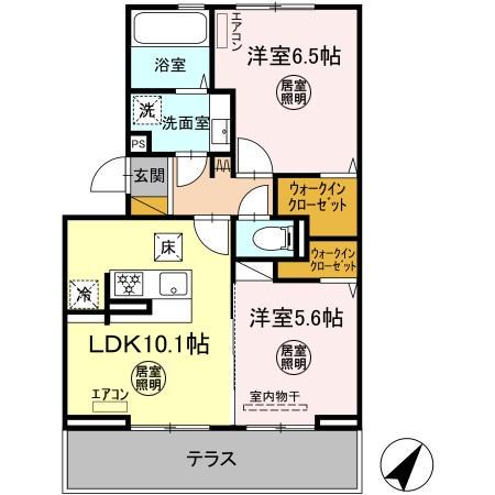 ルミエール五井・Ⅱ(2LDK/1階)の間取り写真