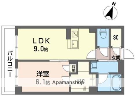 フェリーチェⅢ(1LDK/3階)の間取り写真