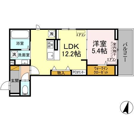 D-ROOM穴川3丁目(1LDK/2階)の間取り写真