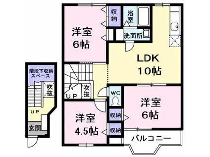 マウンテンキャスル2(3LDK/2階)の間取り写真