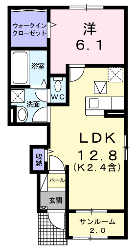 ローズマリーⅡ(1LDK/1階)の間取り写真