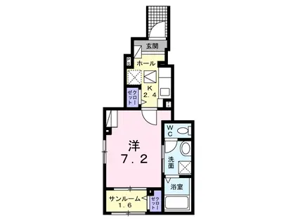 ボニート・K(1K/1階)の間取り写真