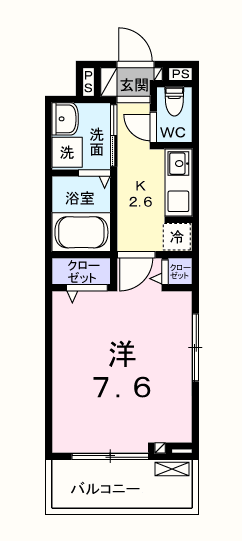 メゾンドヌール山崎Ⅱ(1K/3階)の間取り写真