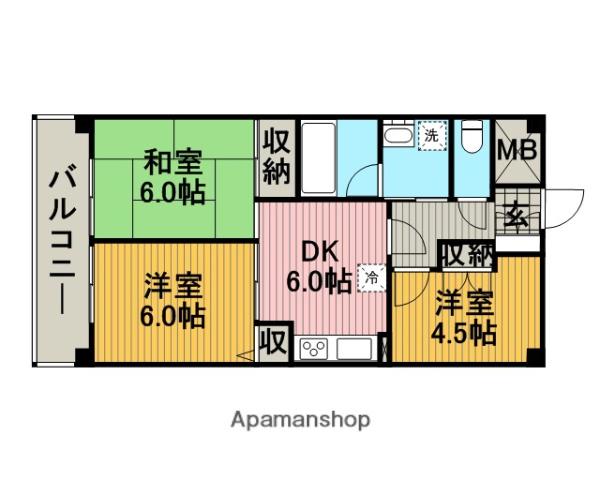モリノフラット(3DK/4階)の間取り写真