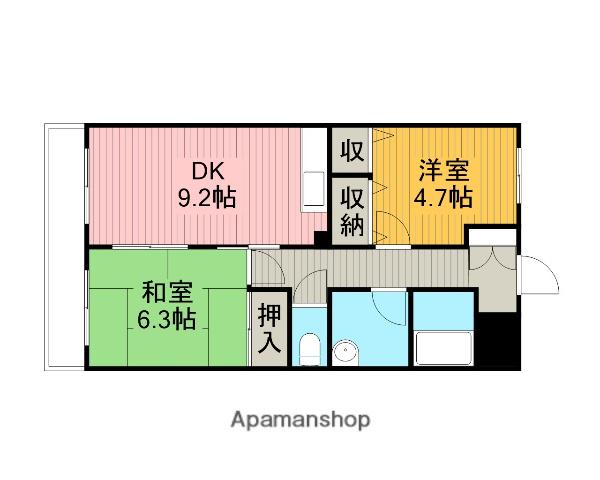 ポポラーレ相武台(2DK/3階)の間取り写真