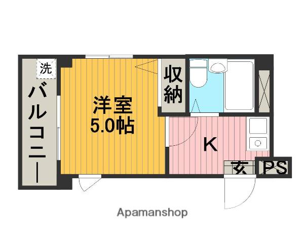 相模大野ダイカンプラザCITY(1K/2階)の間取り写真