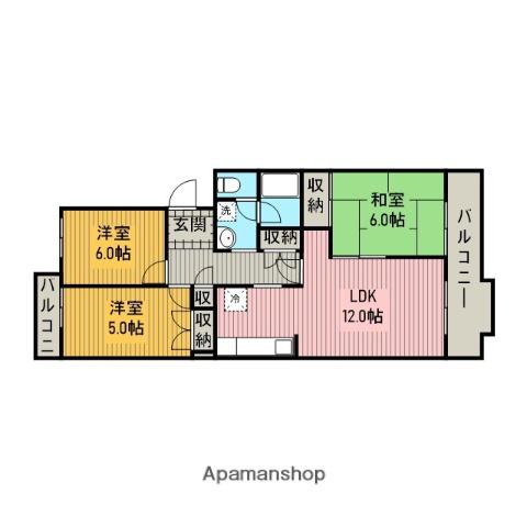 ベラビスタ21A棟(3LDK/3階)の間取り写真