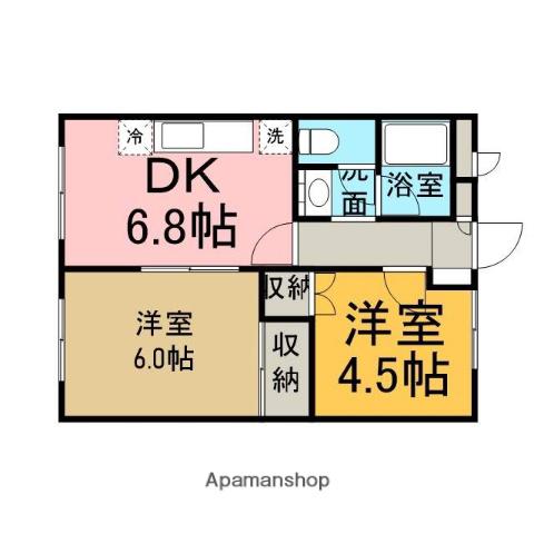 ソフィアつきみ野(2DK/2階)の間取り写真