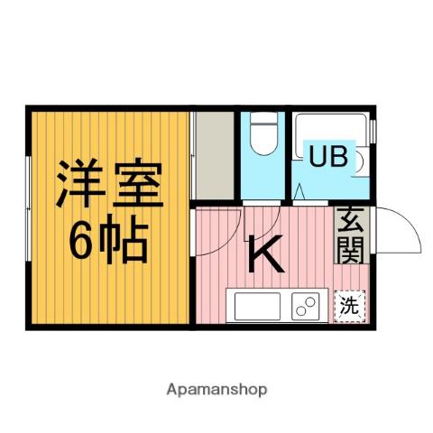 ハイツバンブーⅡ(1K/2階)の間取り写真