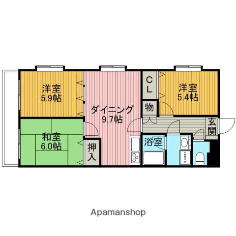 グランディール(3DK/1階)の間取り写真