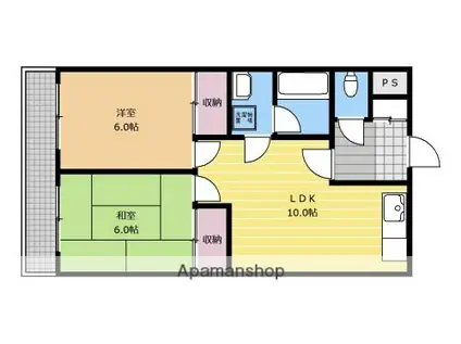 ピュアシティ相模(2LDK/2階)の間取り写真