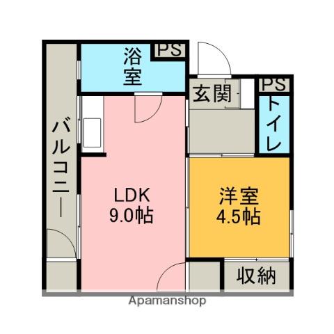 アサヌママンション(1LDK/3階)の間取り写真