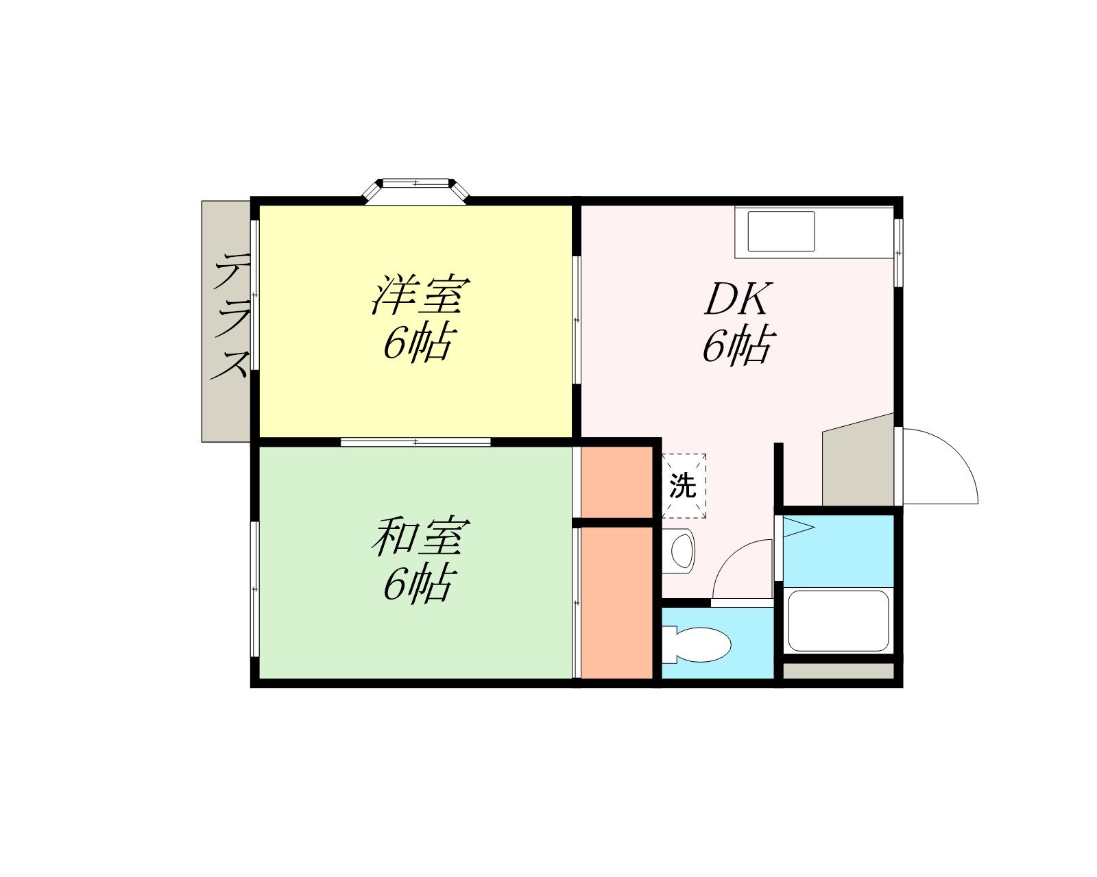 ハイツジョーA(2DK/1階)の間取り写真