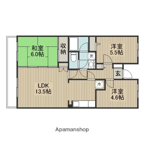 鵜野森グリーンヒルズ(3LDK/2階)の間取り写真