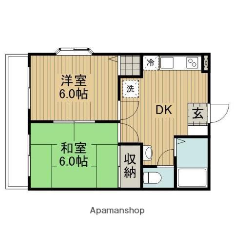 メゾン山政(2DK/2階)の間取り写真