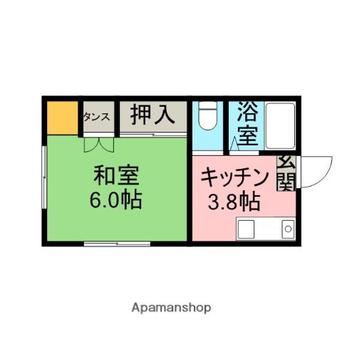 イワミハイツ(1K/2階)の間取り写真