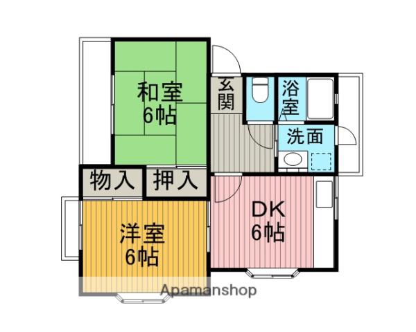 チェスナットパレスC(2DK/2階)の間取り写真
