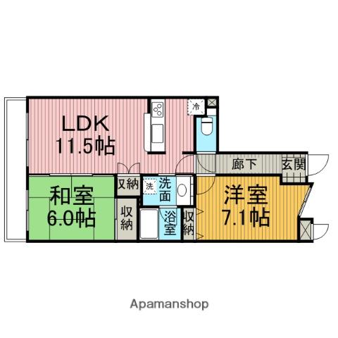 モア・クレストつきみ野2セレノ(2LDK/5階)の間取り写真