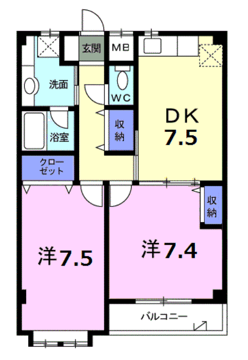 ヒルトップ・レジデンス(2DK/2階)の間取り写真