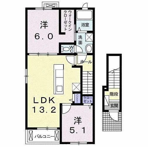 プリムラⅡ(2LDK/2階)の間取り写真