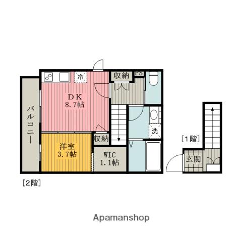 RABE相武台(1DK/2階)の間取り写真