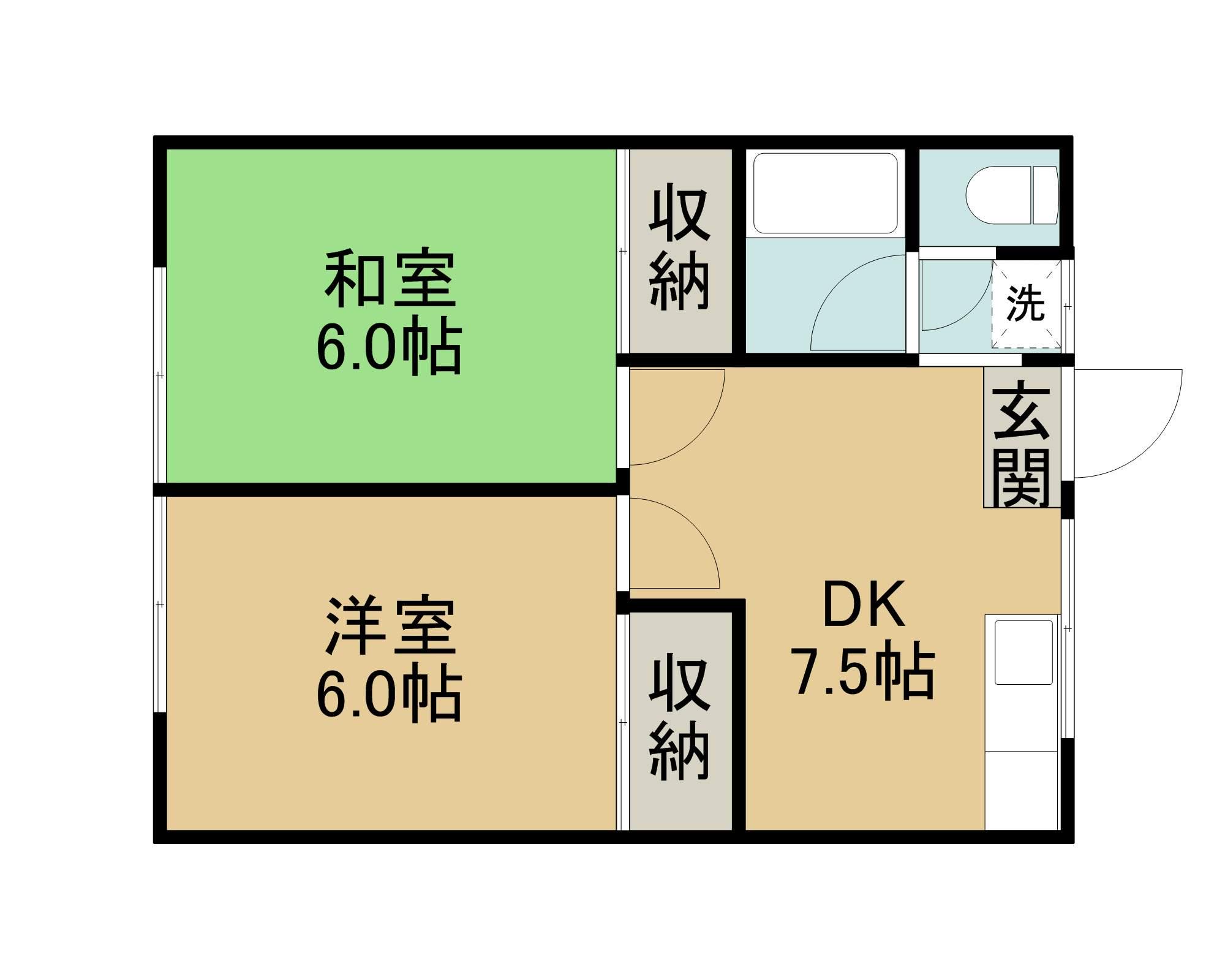 サンハイツ(2DK/1階)の間取り写真