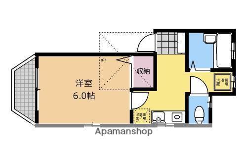 ローズヒルⅡB(1K/2階)の間取り写真