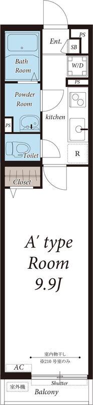 リブリジョイさがみ野(1K/1階)の間取り写真