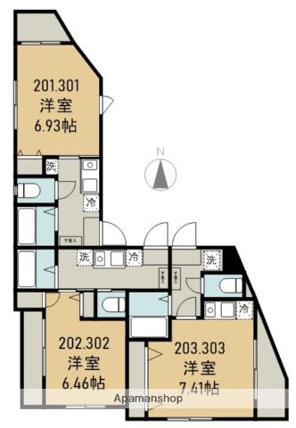 AXIS中町(1K/2階)の間取り写真