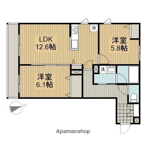 奏-KANADE-南町田(2LDK/2階)の間取り写真