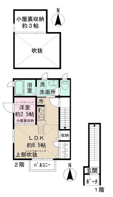 ルミエール(1LDK/2階)の間取り写真