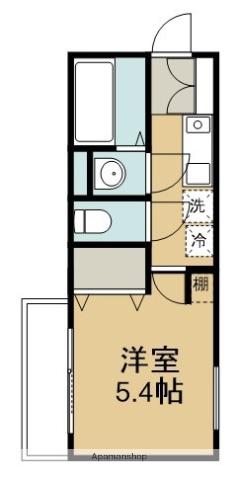 ヒルズ鶴川(1K/1階)の間取り写真