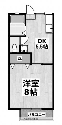パーシモンアネックス(1K/2階)の間取り写真