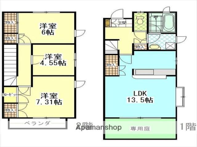 しあわせ野３６号棟(3LDK)の間取り写真