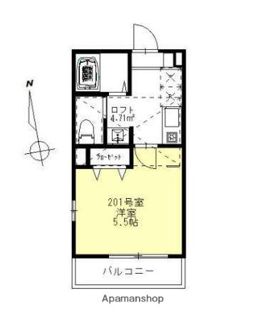 ピュアスプリング鶴川(ワンルーム/2階)の間取り写真