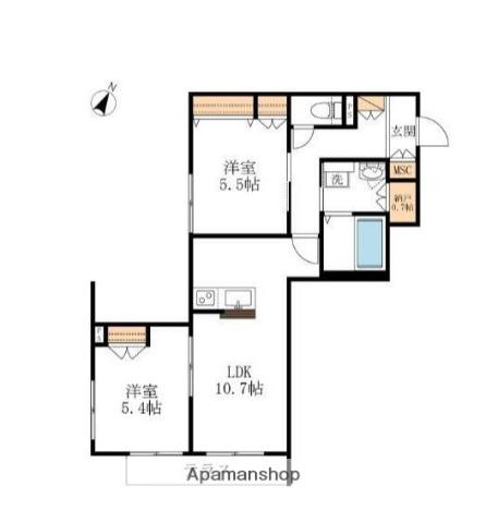 フェリーチェ(2LDK/1階)の間取り写真