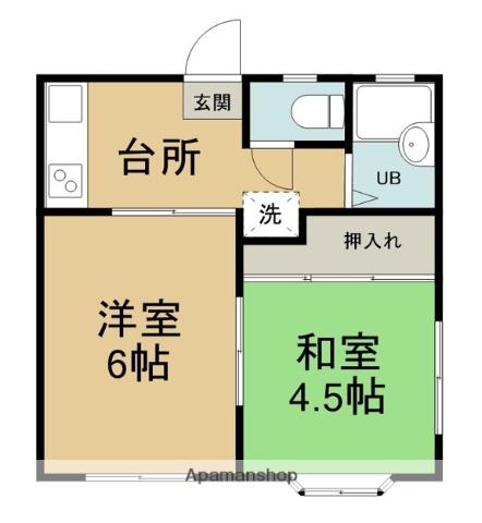 コーポ学園Ⅲ(2K/1階)の間取り写真