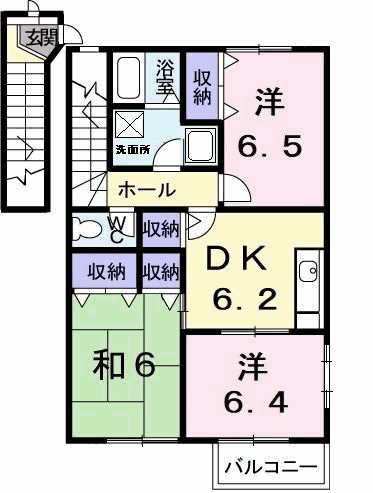 サニーヒルズ(3DK/2階)の間取り写真