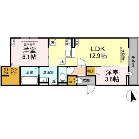トルマリーナ相武台(2LDK/1階)の間取り写真