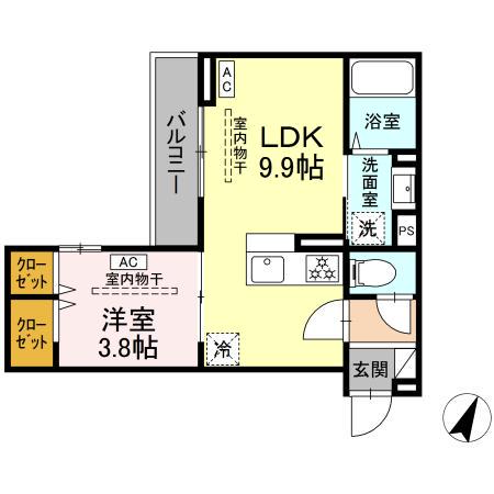 フラクタス相南1丁目(1LDK/3階)の間取り写真