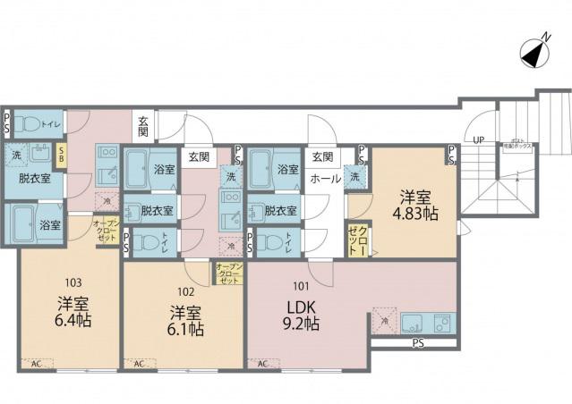 カインドネス町田Ⅱ(1K/1階)の間取り写真