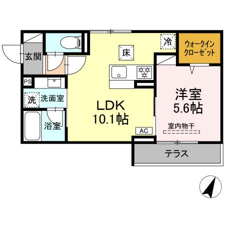 エスペリア相模が丘5丁目(1LDK/1階)の間取り写真