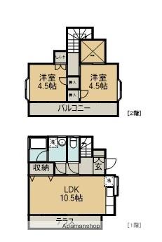 小田急電鉄小田原線 鶴川駅 バス乗車時間：9分 下堤バス停で下車 徒歩8分 2階建 築40年(2LDK)の間取り写真