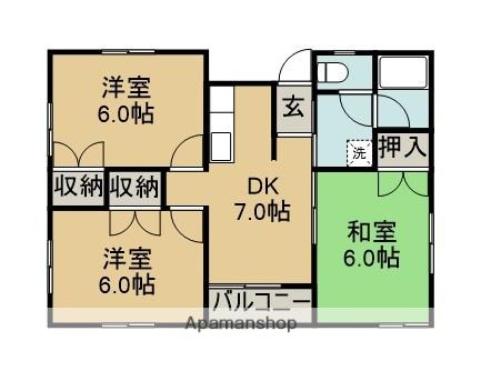 モンシャトー榎本(3DK/2階)の間取り写真