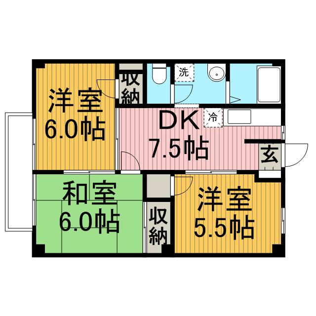トラッド光(3DK/2階)の間取り写真