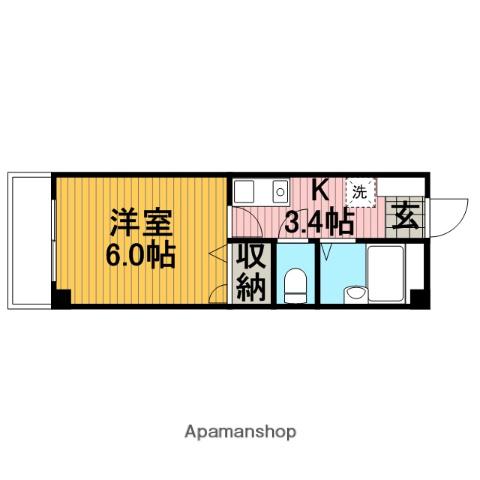 かつらハイツ(1K/2階)の間取り写真